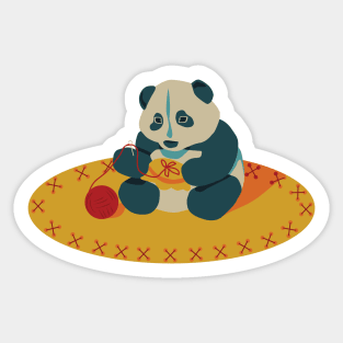 Panda doing embroidery Sticker